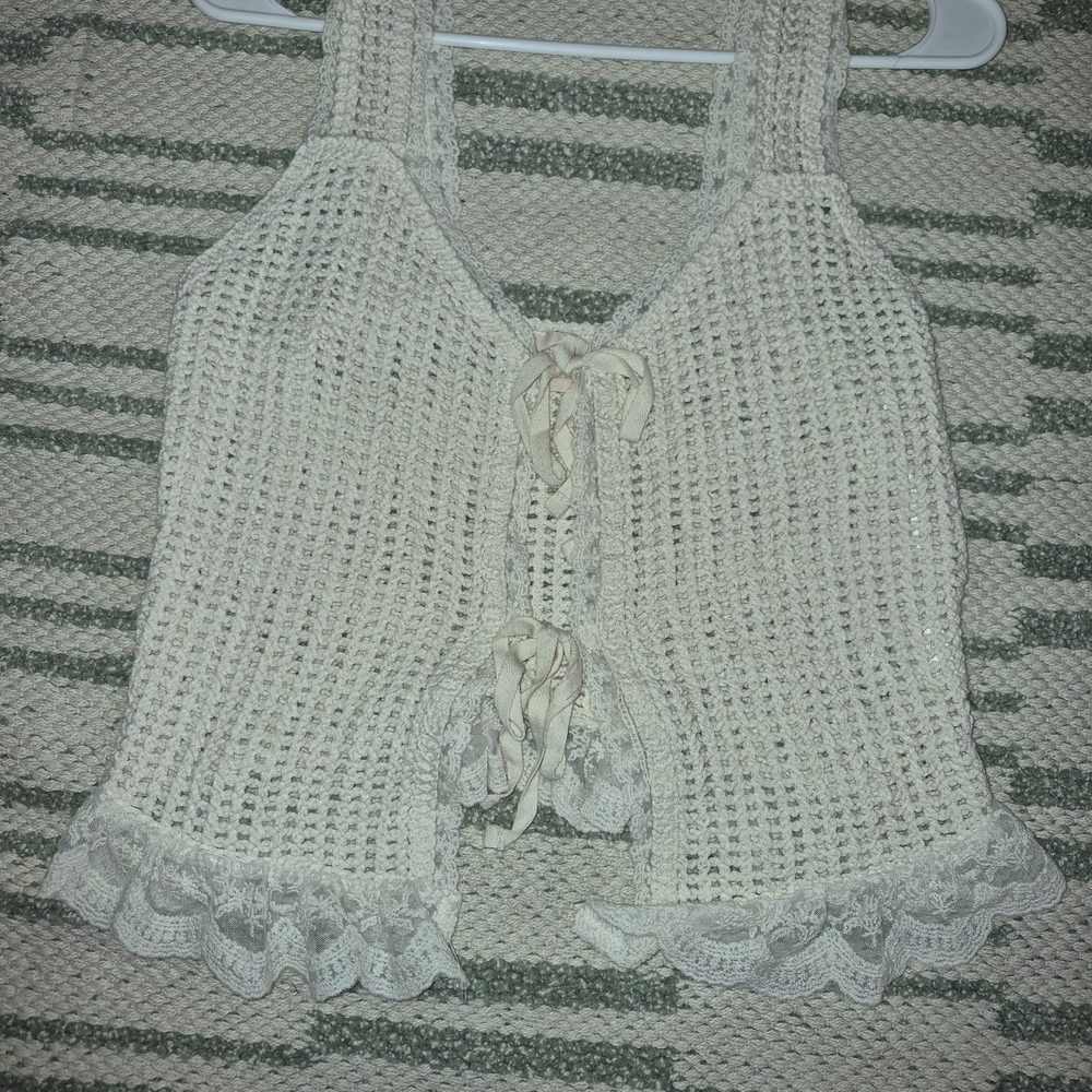 Cream Crochet Lace Tank Top